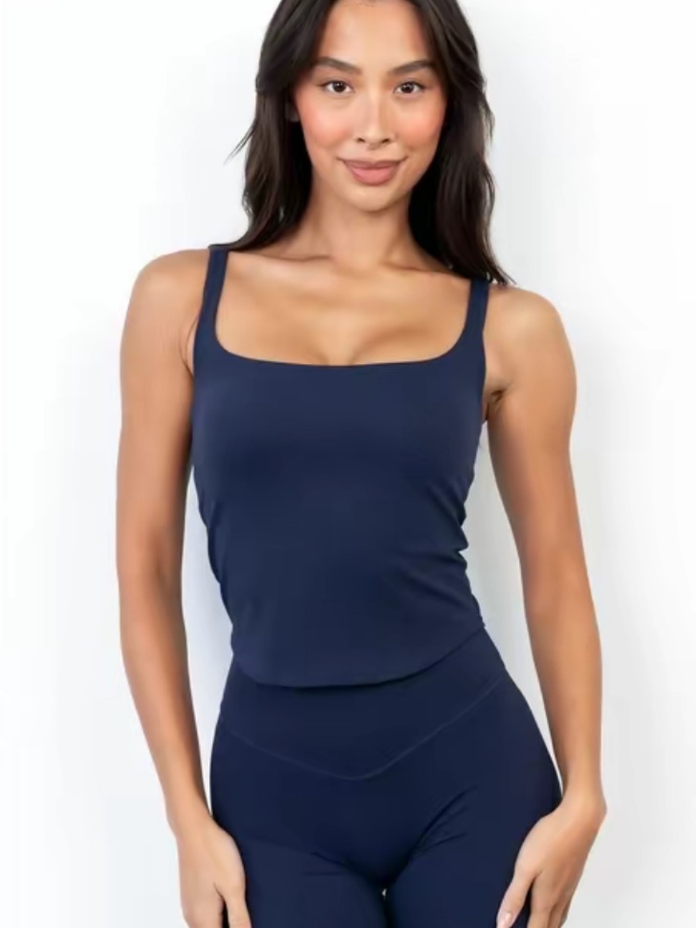 Women's Navy Square Neck Tank Top